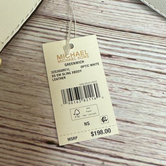 MICHAEL KORS Greenwich Extra Small East West Sling Leather Crossbody – Optic Whi - Picture 5 of 5